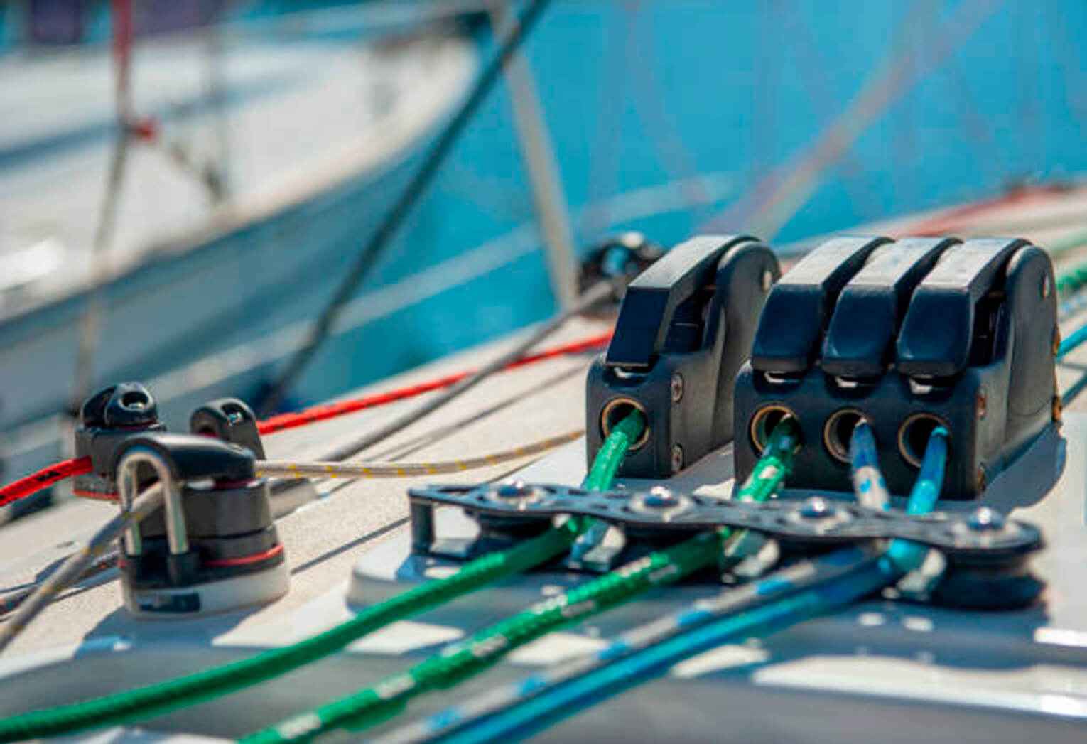 Spinlock clutches with sheets on the deck of a sailing yacht